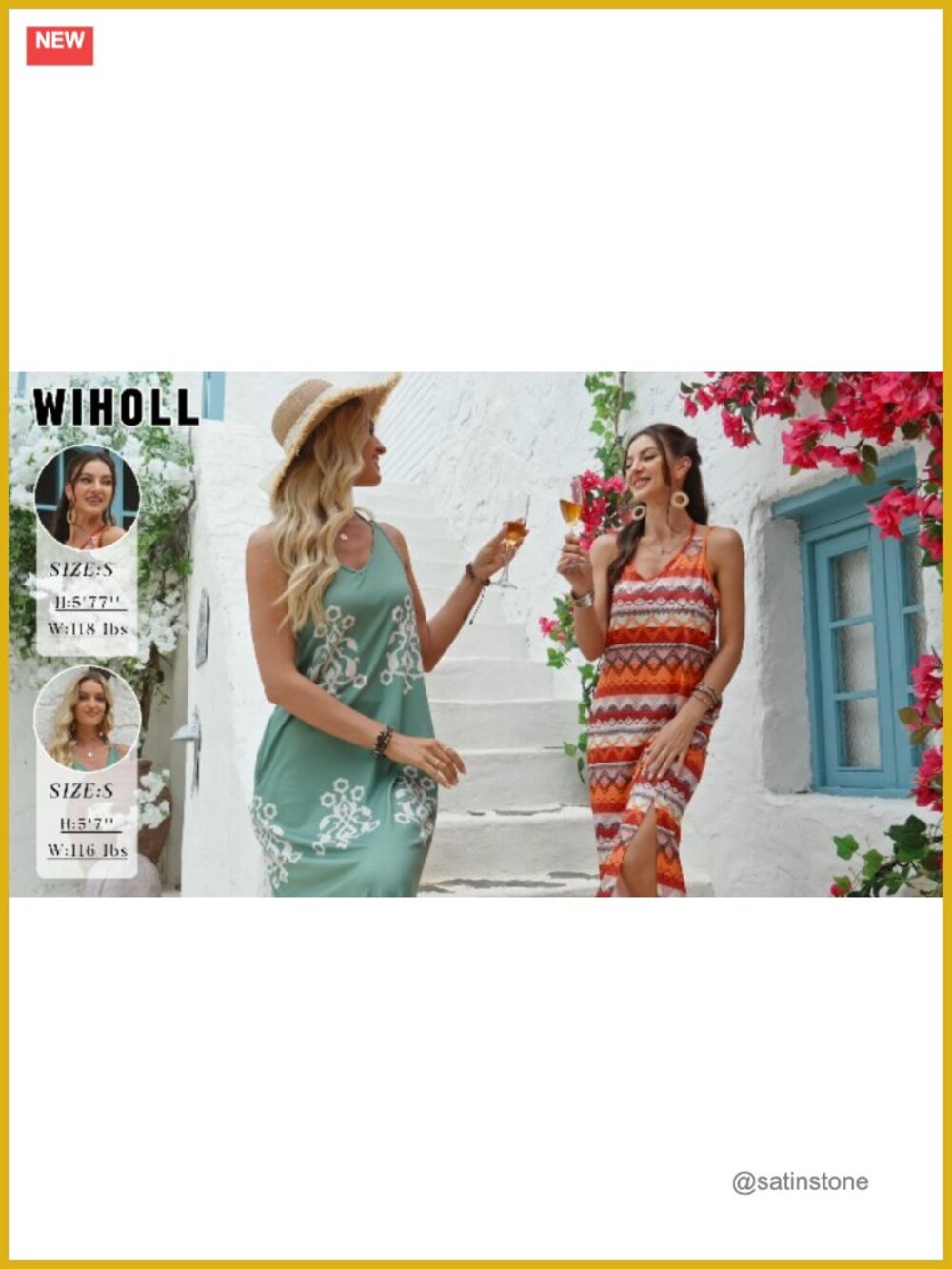 Boho Halter Maxi Dress Sleeveless Beach Vacation Wedding Guest - Picture 5 of 5